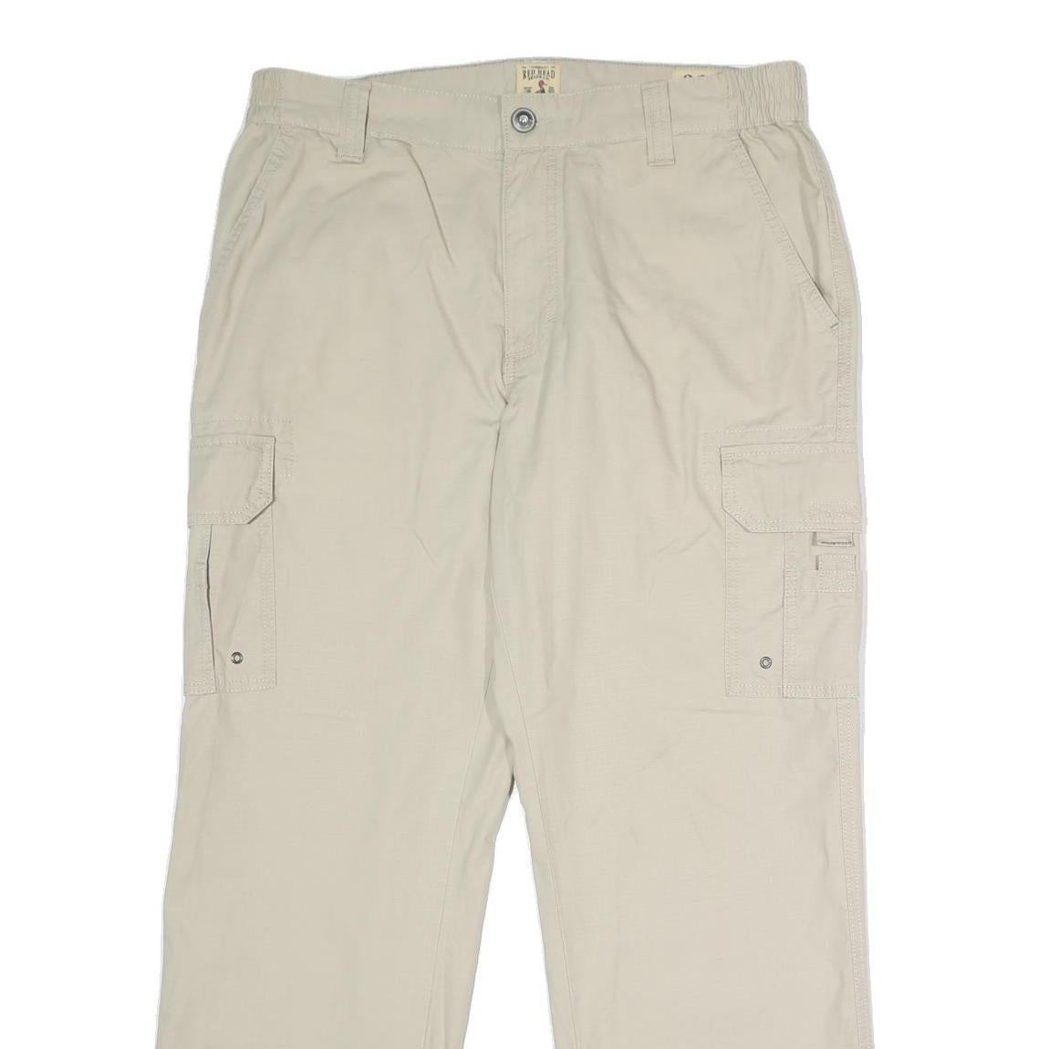 RED HEAD Mens Cotton Beige Regular Cargo Trousers W36 L30 Utility Casual