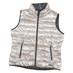 MARC JACOBS Womens Beige & Black Reversible Quilted Jacket M Polyester Blend Zip