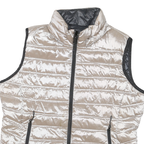 MARC JACOBS Womens Beige & Black Reversible Quilted Jacket M Polyester Blend Zip