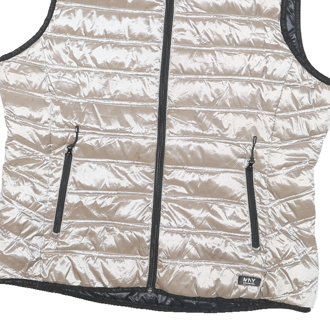 MARC JACOBS Womens Beige & Black Reversible Quilted Jacket M Polyester Blend Zip