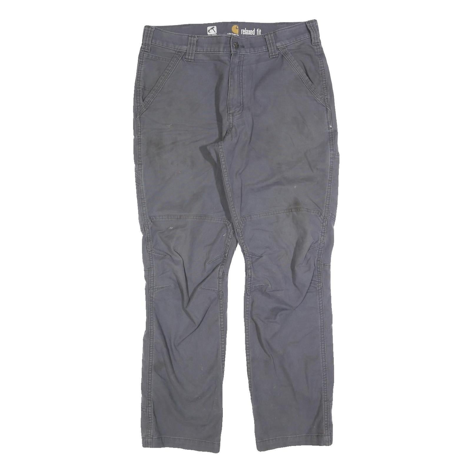 CARHARTT Mens Cotton Blend Grey Relaxed Fit Straight Leg Trousers W33 L32