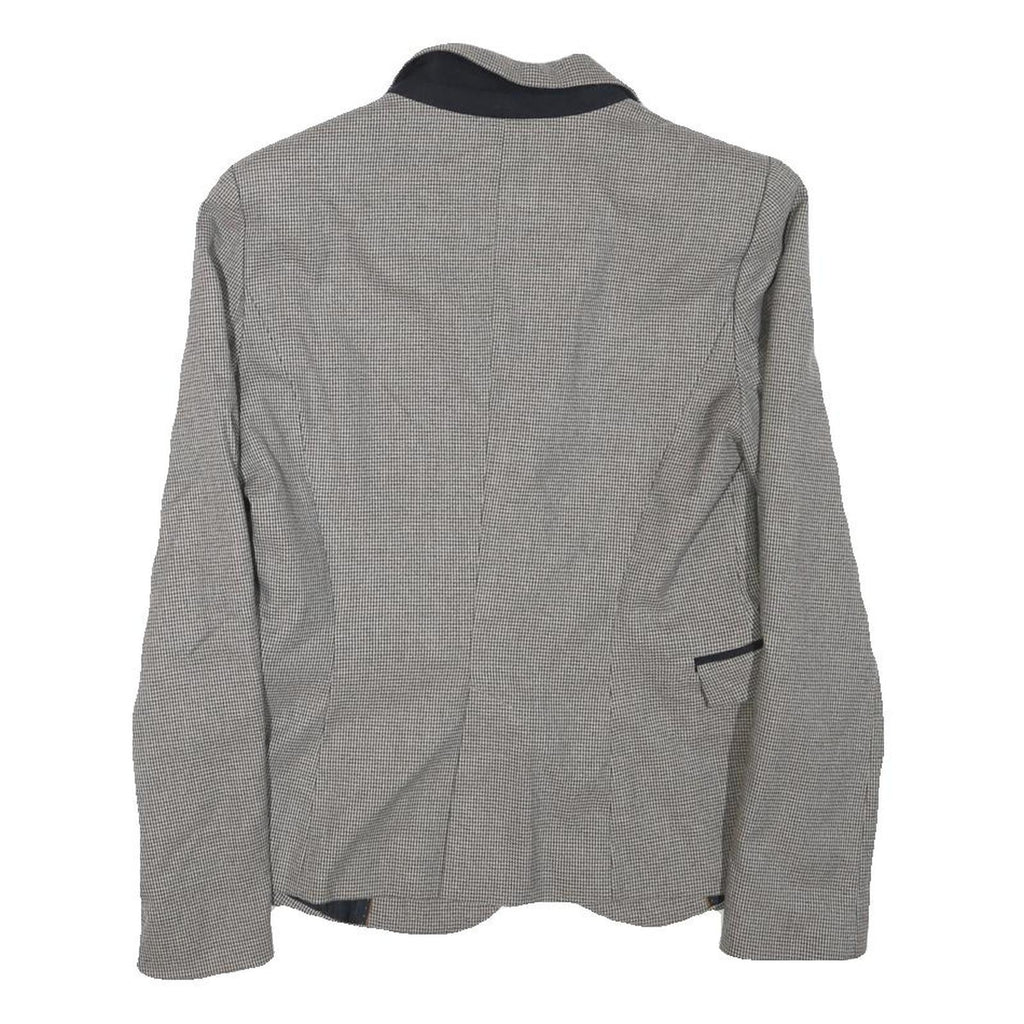 ZARA BASIC Womens Grey & Black Blazer Jacket M Polyester Blend Checked Stylish