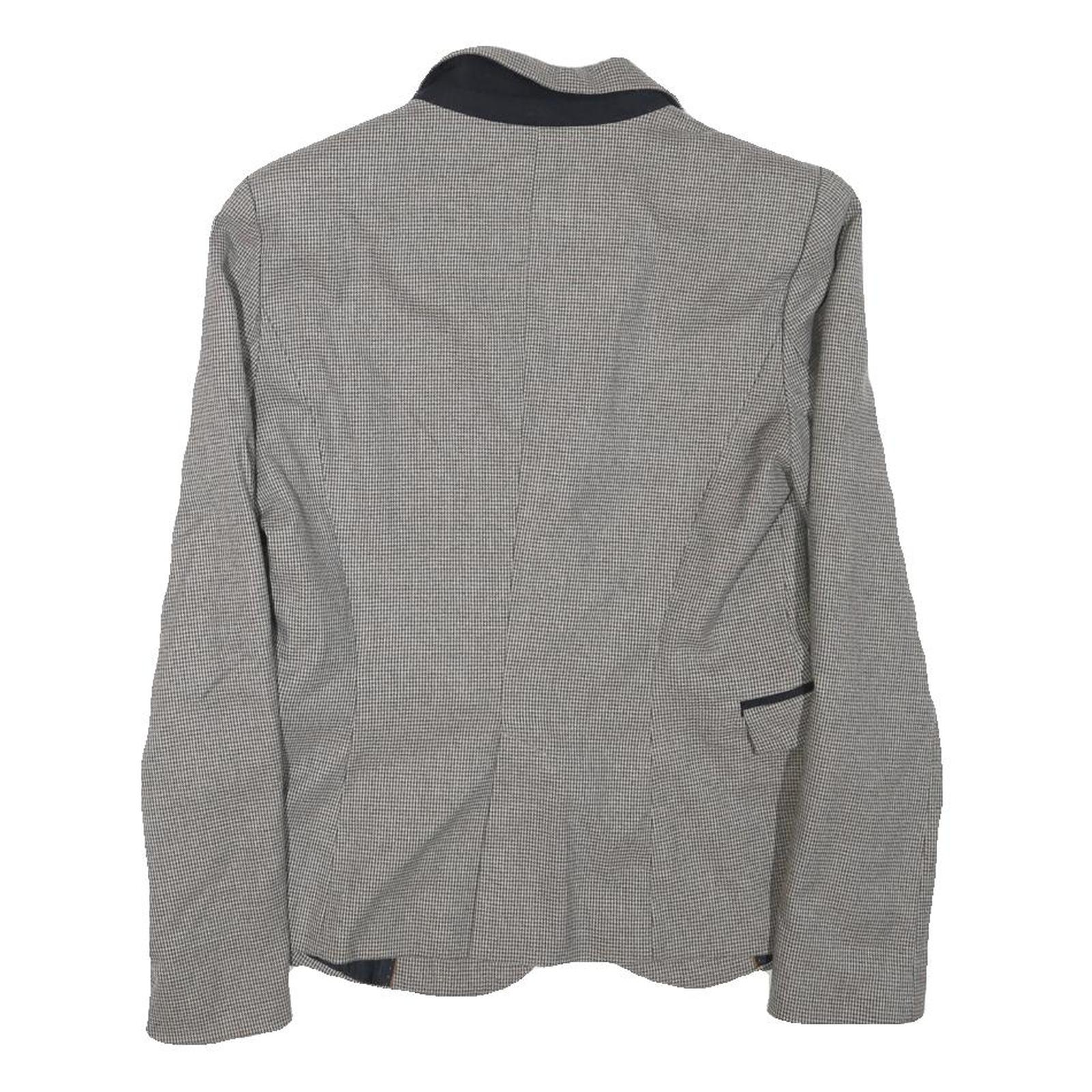 ZARA BASIC Womens Grey & Black Blazer Jacket M Polyester Blend Checked Stylish