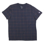 CHAMPION Mens Navy & Red Graphic T-Shirt L Short Sleeve Crew Neck Cotton Blend