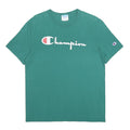 CHAMPION Mens Green Cotton T-Shirt M Short Sleeve Crew Neck Logo Graphic