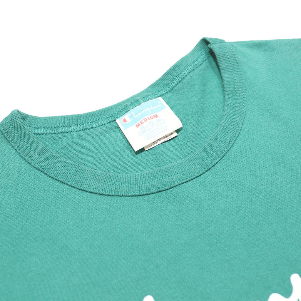 CHAMPION Mens Green Cotton T-Shirt M Short Sleeve Crew Neck Logo Graphic