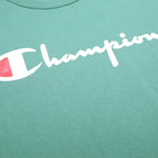 CHAMPION Mens Green Cotton T-Shirt M Short Sleeve Crew Neck Logo Graphic