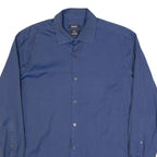 DKNY Slim Fit Mens Plain Shirt Blue Long Sleeve L