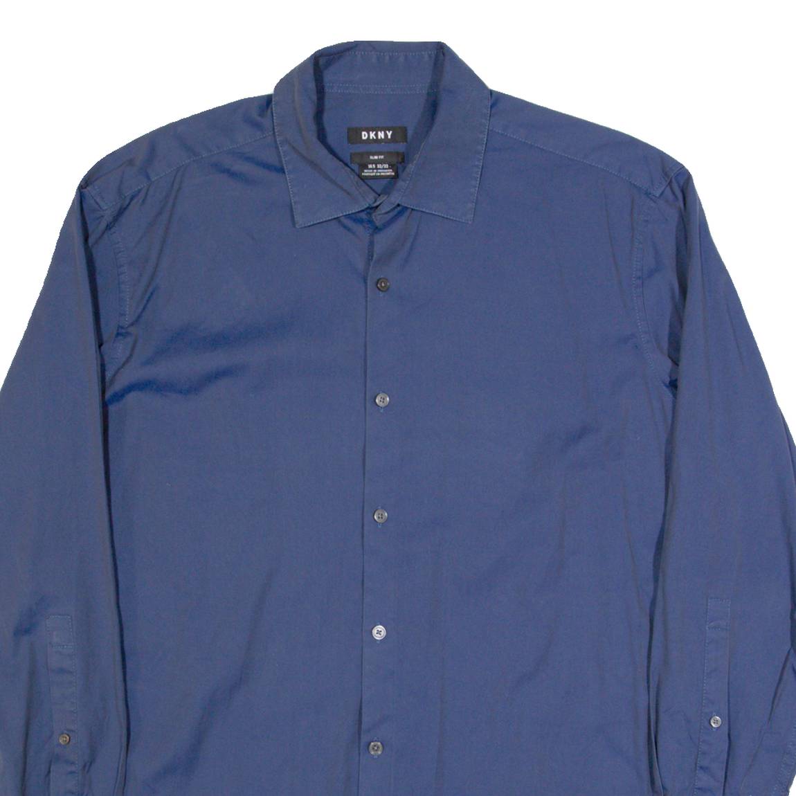 DKNY Slim Fit Mens Plain Shirt Blue Long Sleeve L
