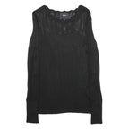 OBJECT Womens Black Plain Jumper Round Neck Basic Knit Size S Lightweight Casual