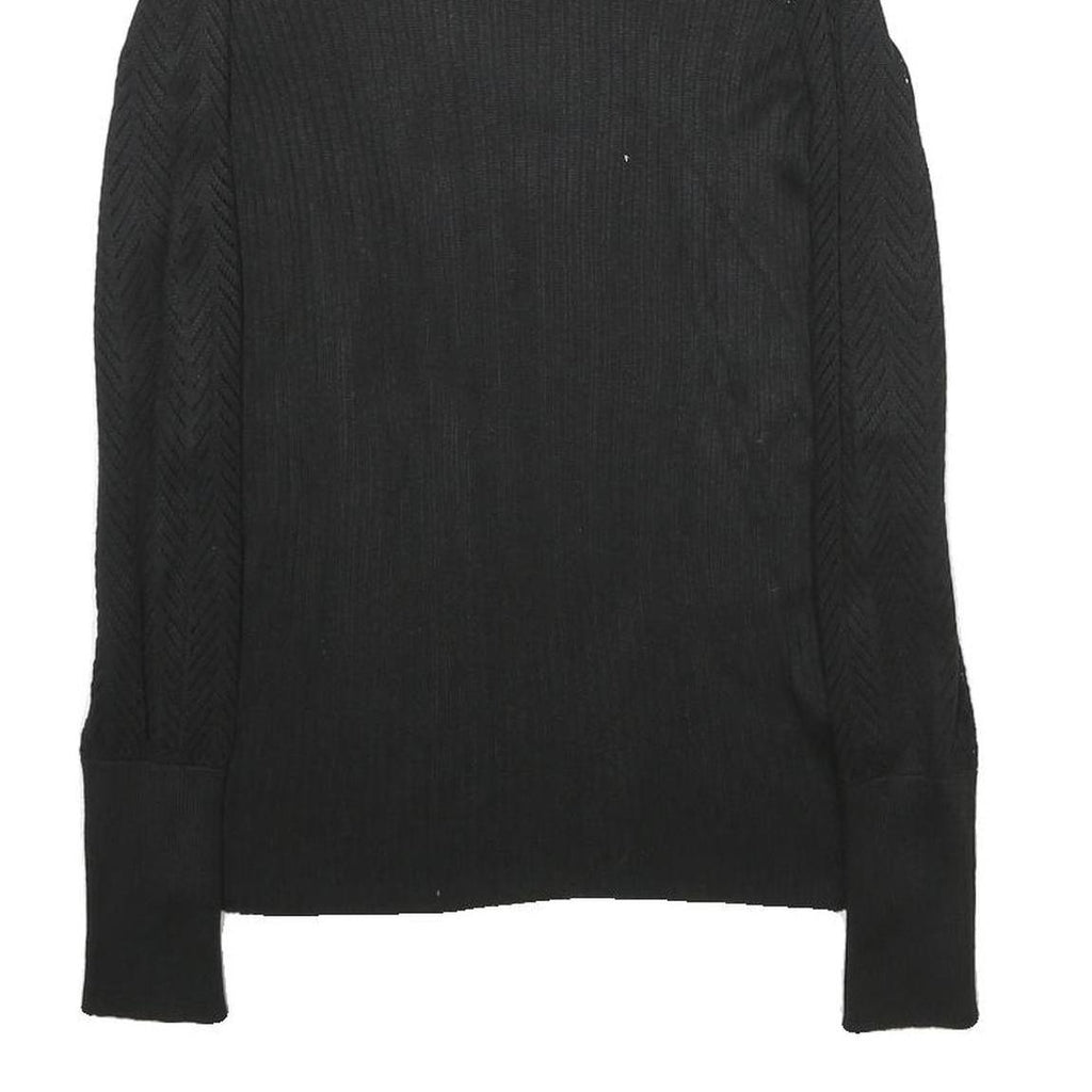 OBJECT Womens Black Plain Jumper Round Neck Basic Knit Size S Lightweight Casual