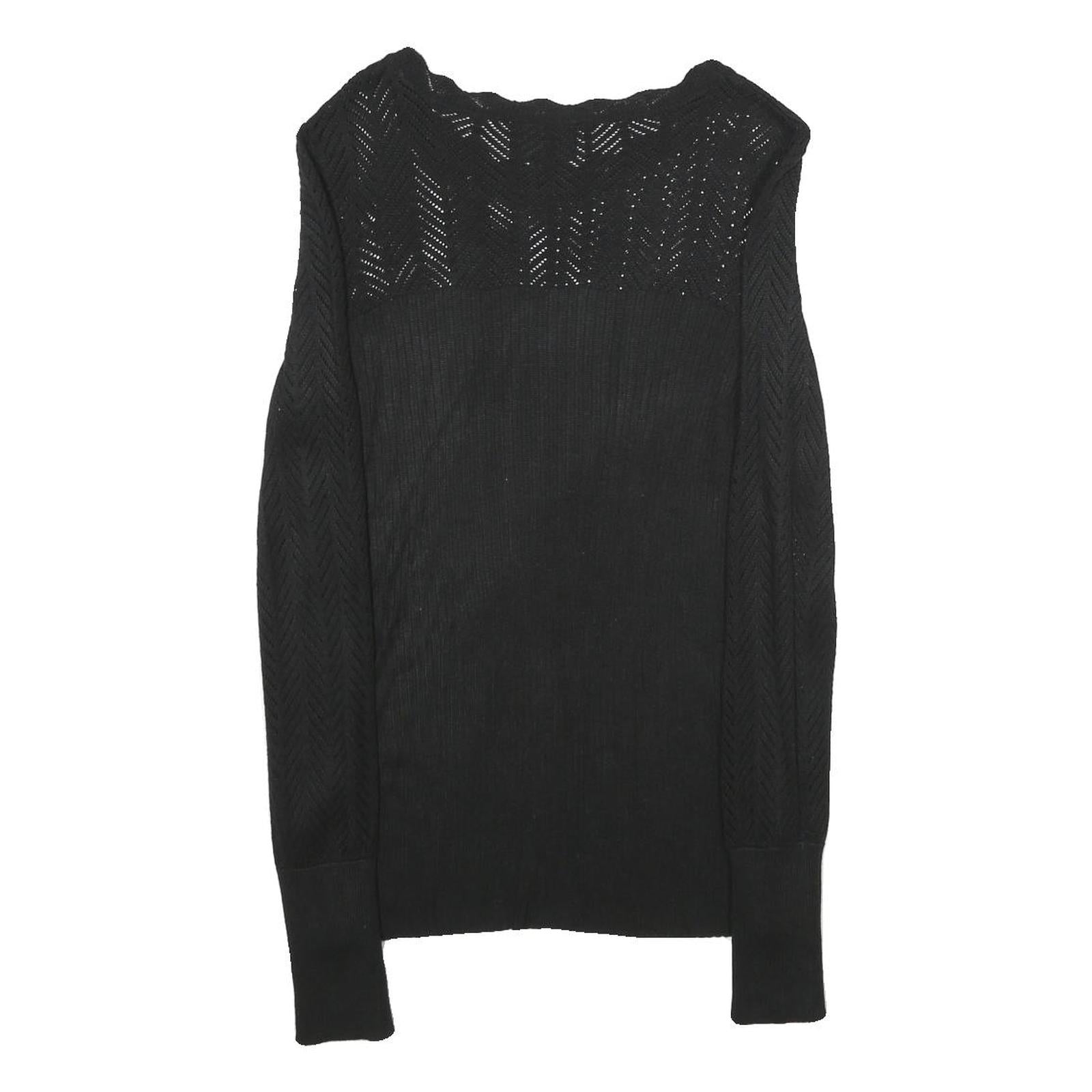 OBJECT Womens Black Plain Jumper Round Neck Basic Knit Size S Lightweight Casual