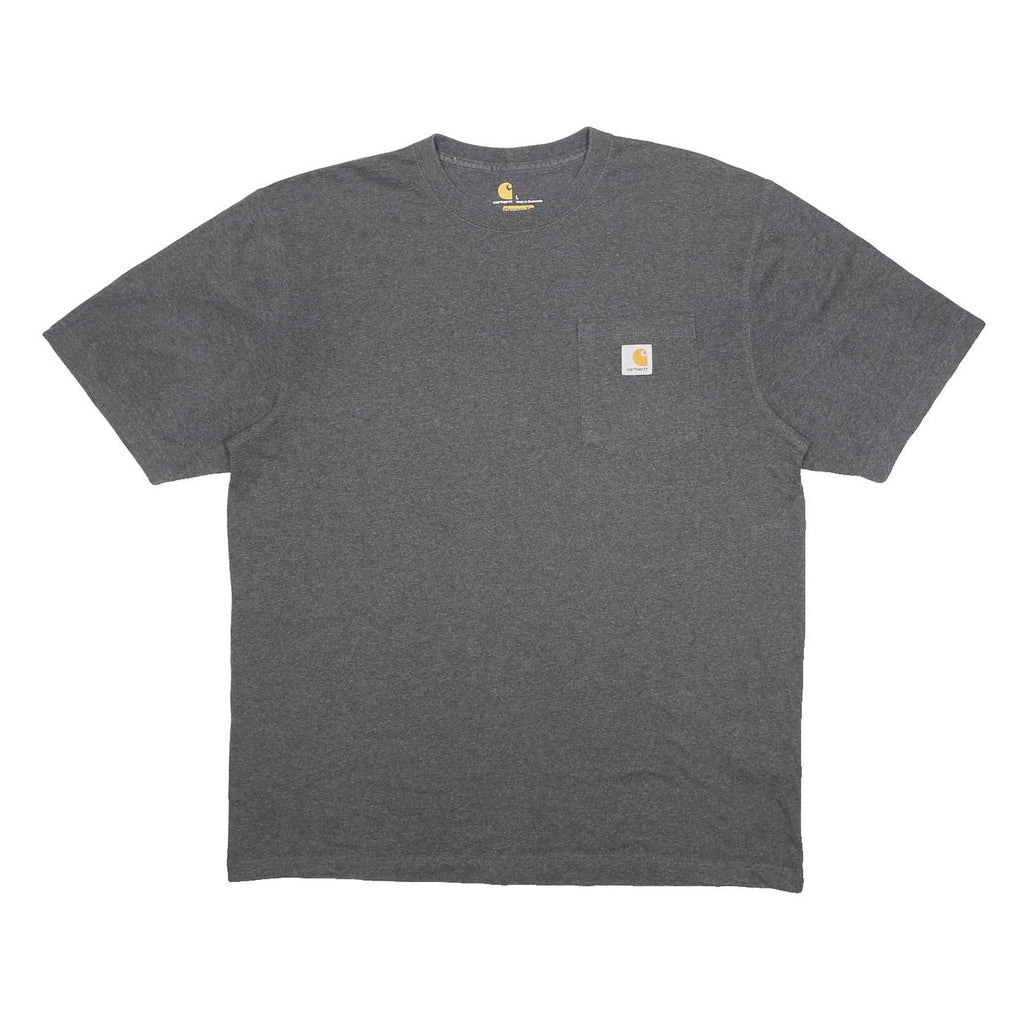 CARHARTT Mens Grey & Yellow Pocket T-Shirt L Short Sleeve Crew Neck Classic
