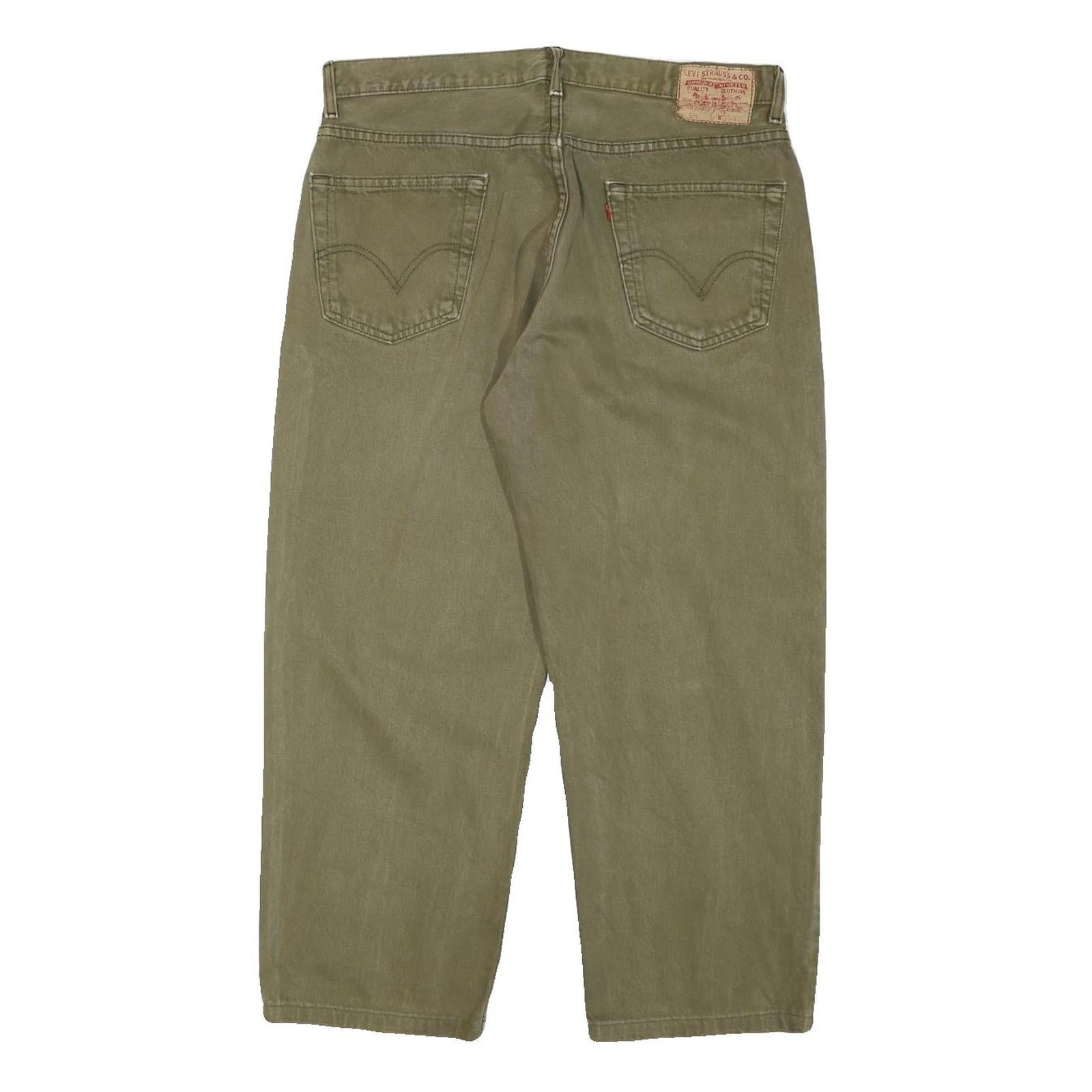 LEVI'S Mens Jeans Regular Straight Denim W34 L26 Cotton Blend Zip Olive Green