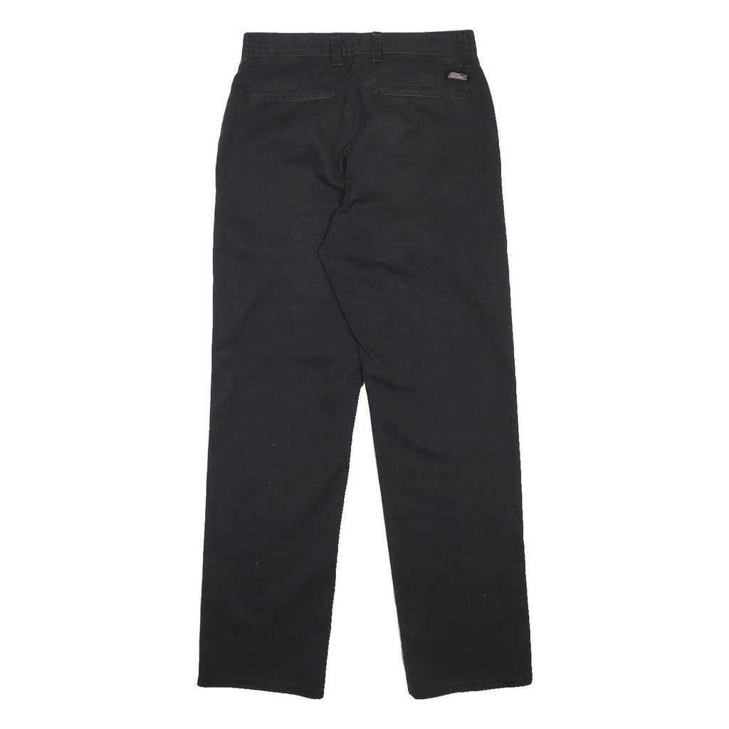 DICKIES Womens Cotton Blend Black Regular Fit Straight Leg Trousers W28 L30