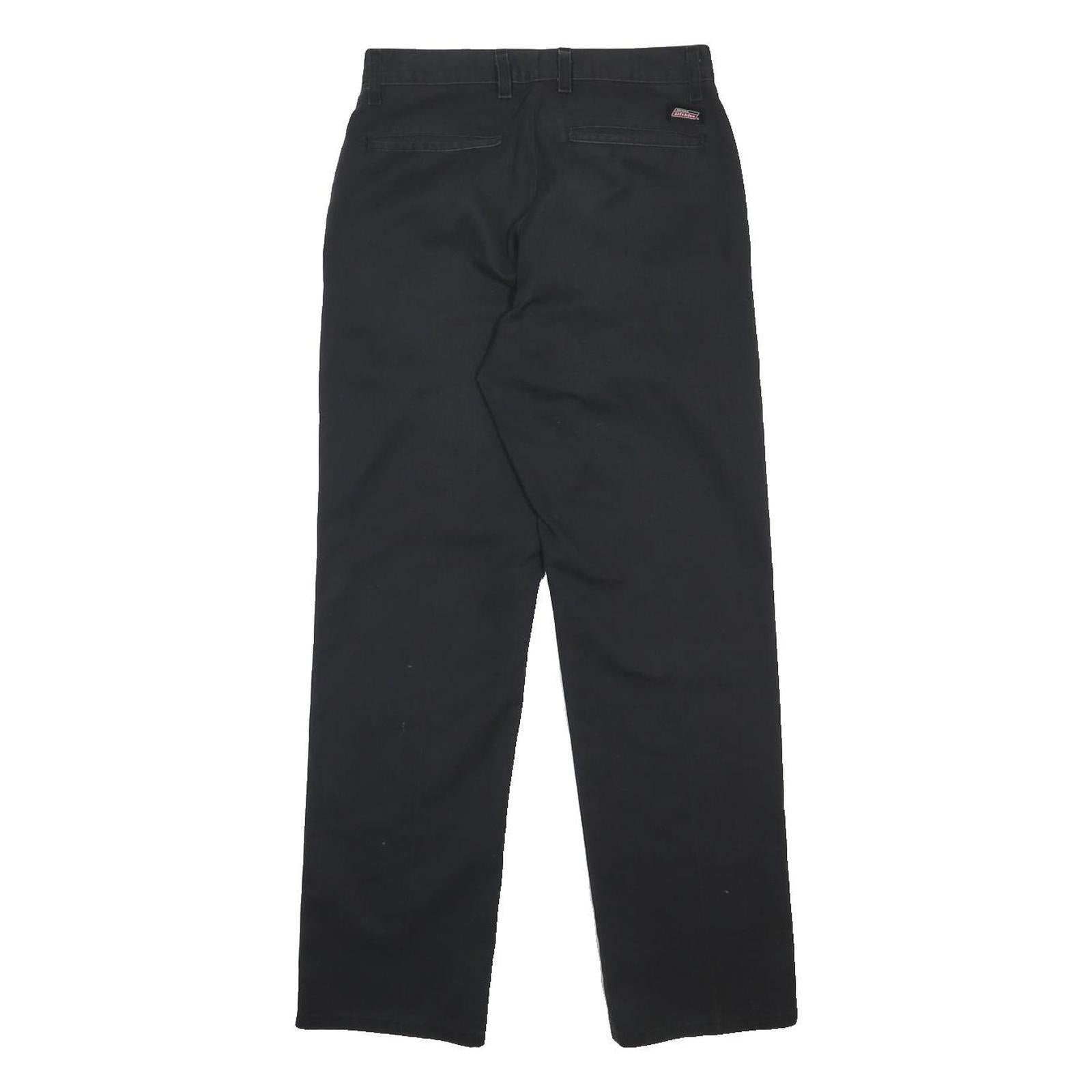 DICKIES Womens Cotton Blend Black Regular Fit Straight Leg Trousers W28 L30