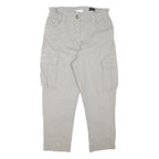 H&M Womens Relaxed Beige Cargo Cotton Blend Trousers W31 L25 Casual Pocketed