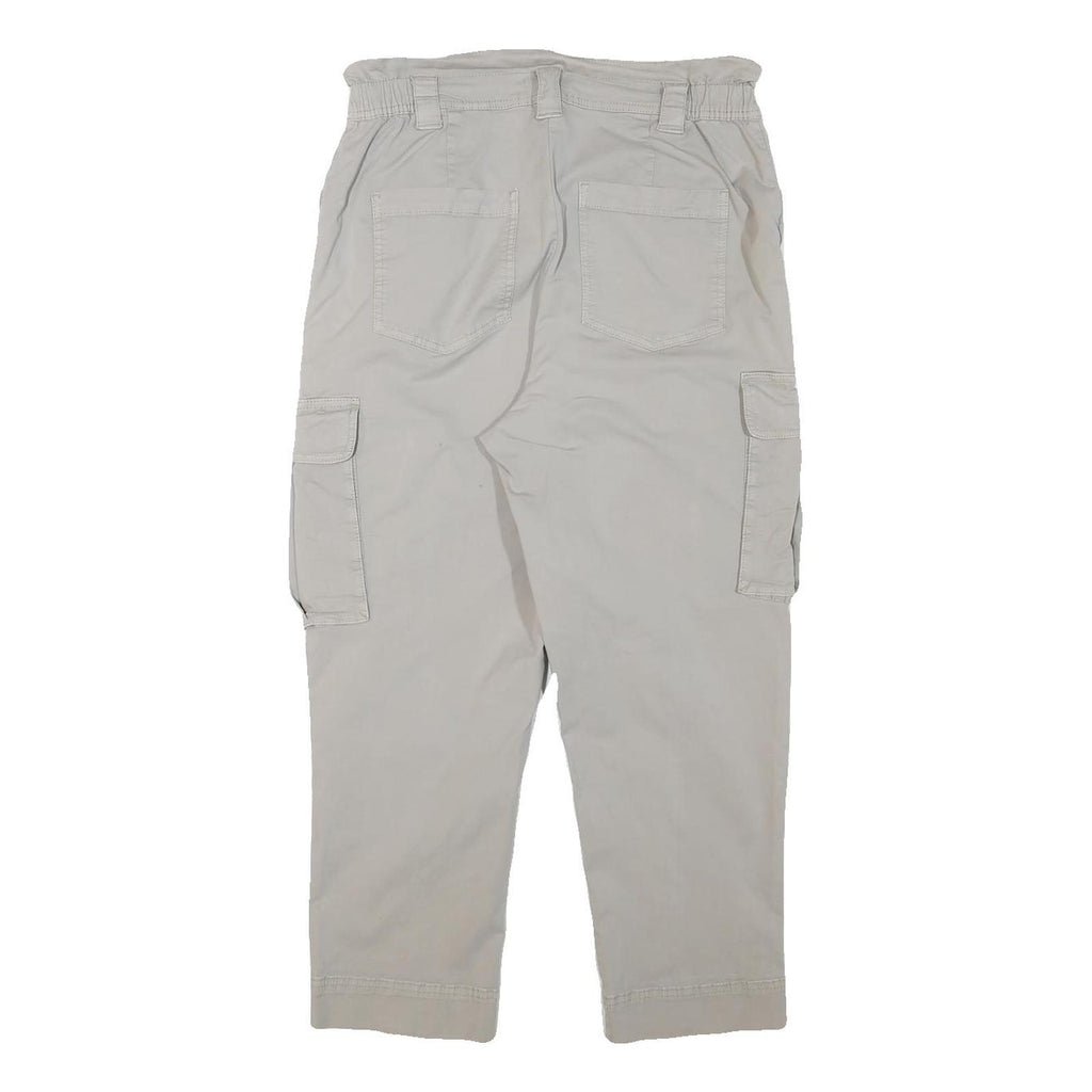H&M Womens Relaxed Beige Cargo Cotton Blend Trousers W31 L25 Casual Pocketed