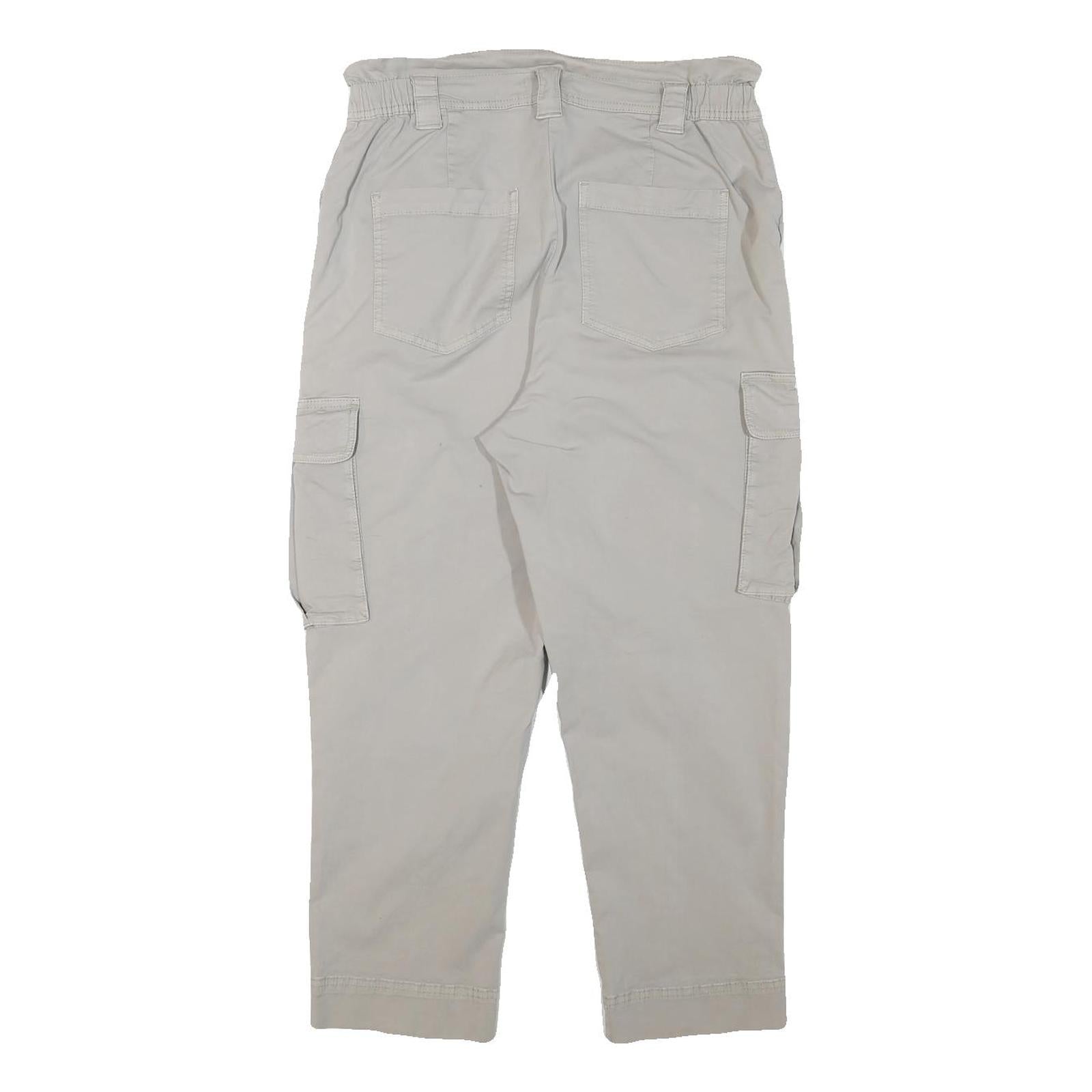 H&M Womens Relaxed Beige Cargo Cotton Blend Trousers W31 L25 Casual Pocketed