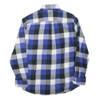 CHAPS Mens Blue & Black Check Shirt L Button Down Collar Cotton Blend Long