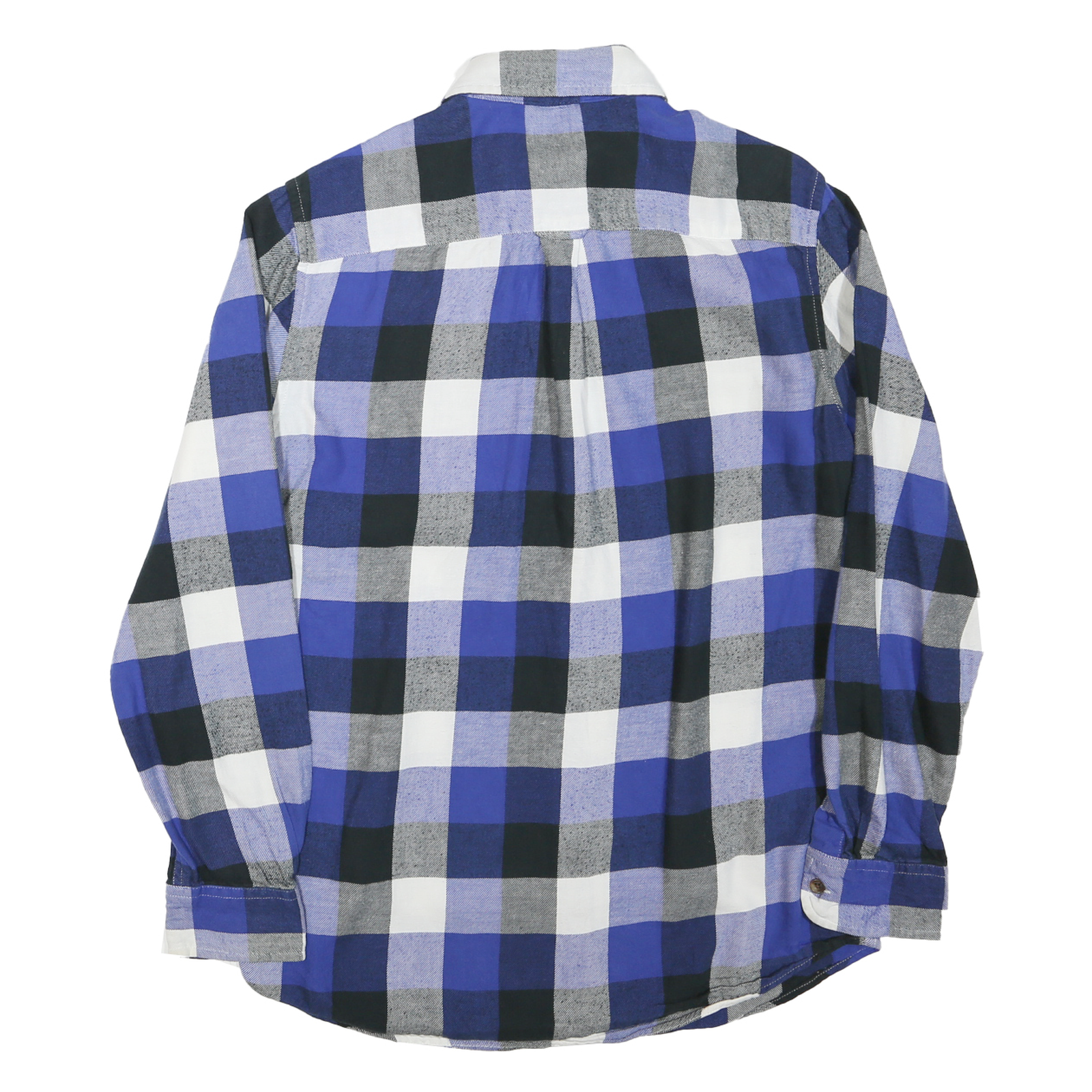 CHAPS Mens Blue & Black Check Shirt L Button Down Collar Cotton Blend Long