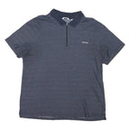 CALVIN KLEIN Mens Blue Zip Front Short Sleeve Striped 2XL Polo Shirt