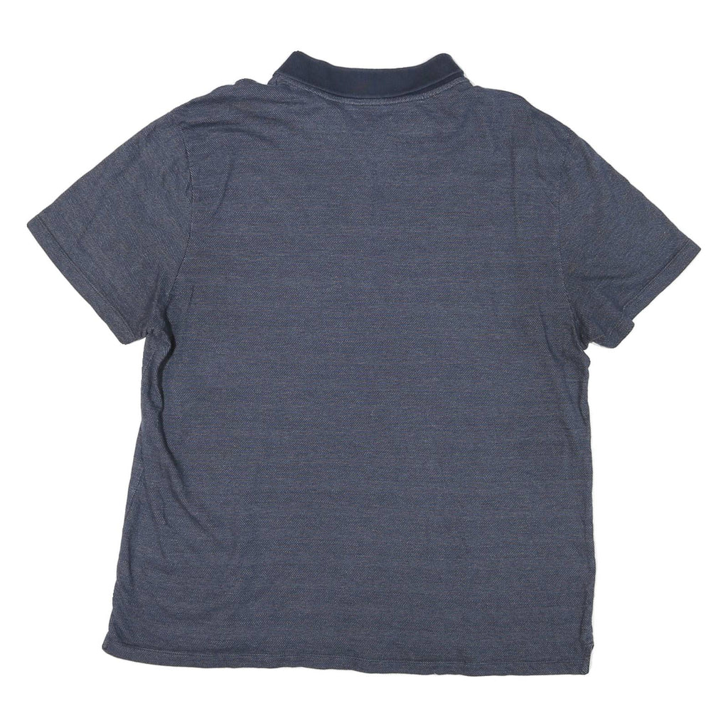 CALVIN KLEIN Mens Blue Zip Front Short Sleeve Striped 2XL Polo Shirt