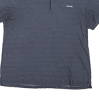 CALVIN KLEIN Mens Blue Zip Front Short Sleeve Striped 2XL Polo Shirt