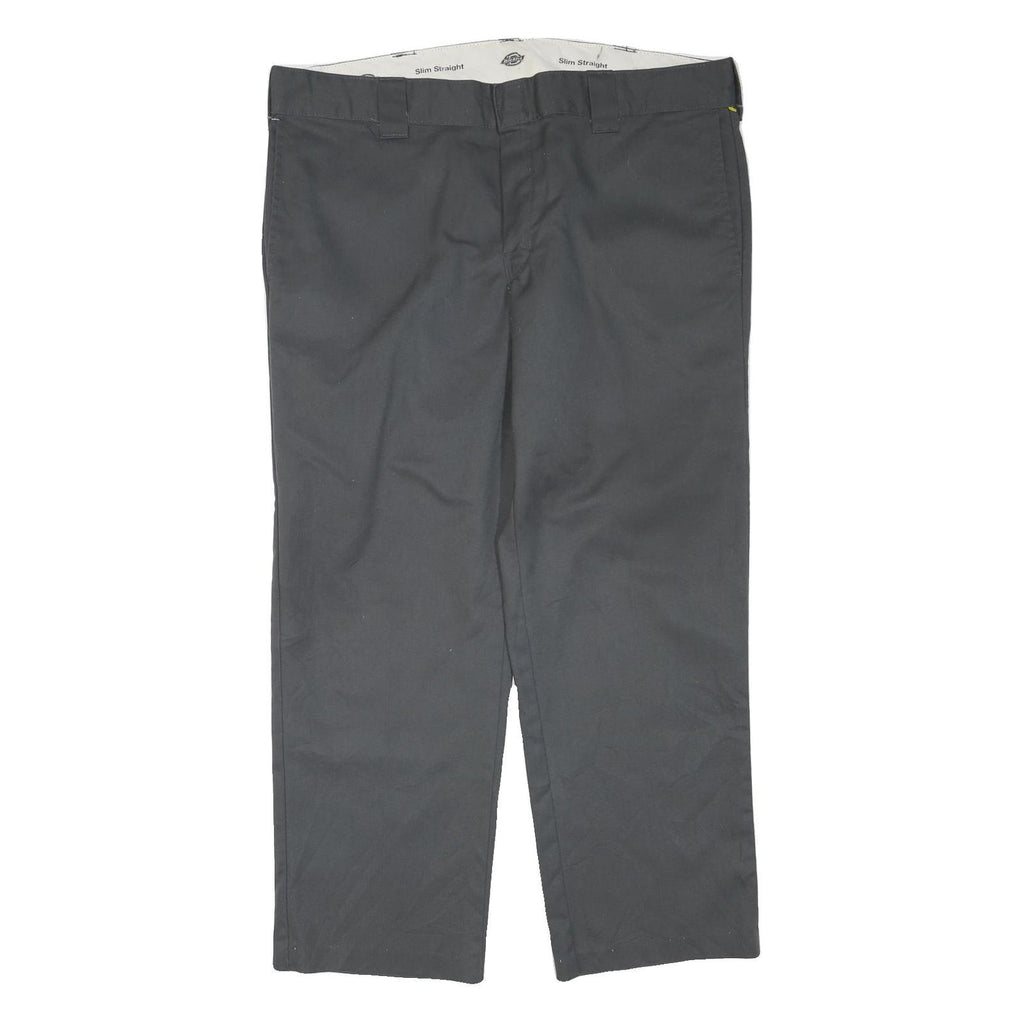 DICKIES Mens Polyester Blend Black Regular Straight Trousers W38 L30 Workwear