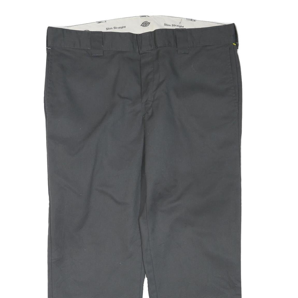 DICKIES Mens Polyester Blend Black Regular Straight Trousers W38 L30 Workwear