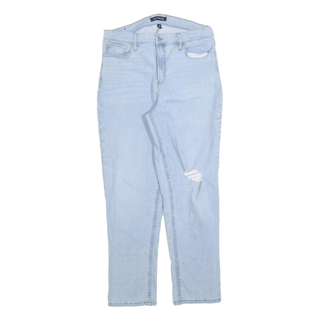 CALVIN KLEIN JEANS Womens Light Blue Regular Fit Straight Denim W31 L28 Zip