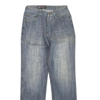 MINGRONG Womens Jeans Blue Regular Straight Denim W28 L30 Distressed Embroidery