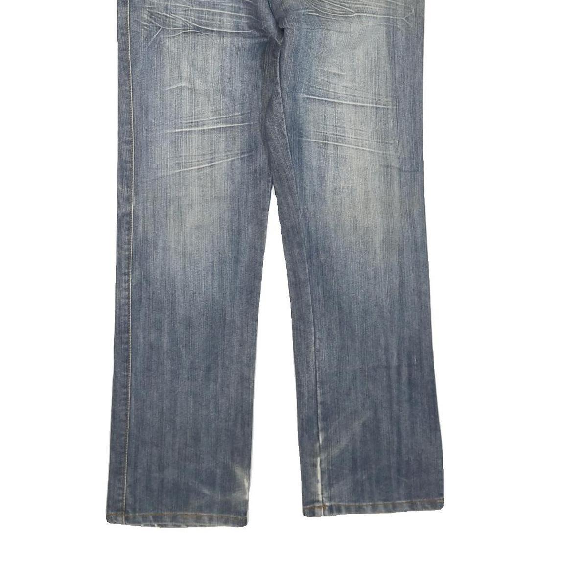 MINGRONG Womens Jeans Blue Regular Straight Denim W28 L30 Distressed Embroidery