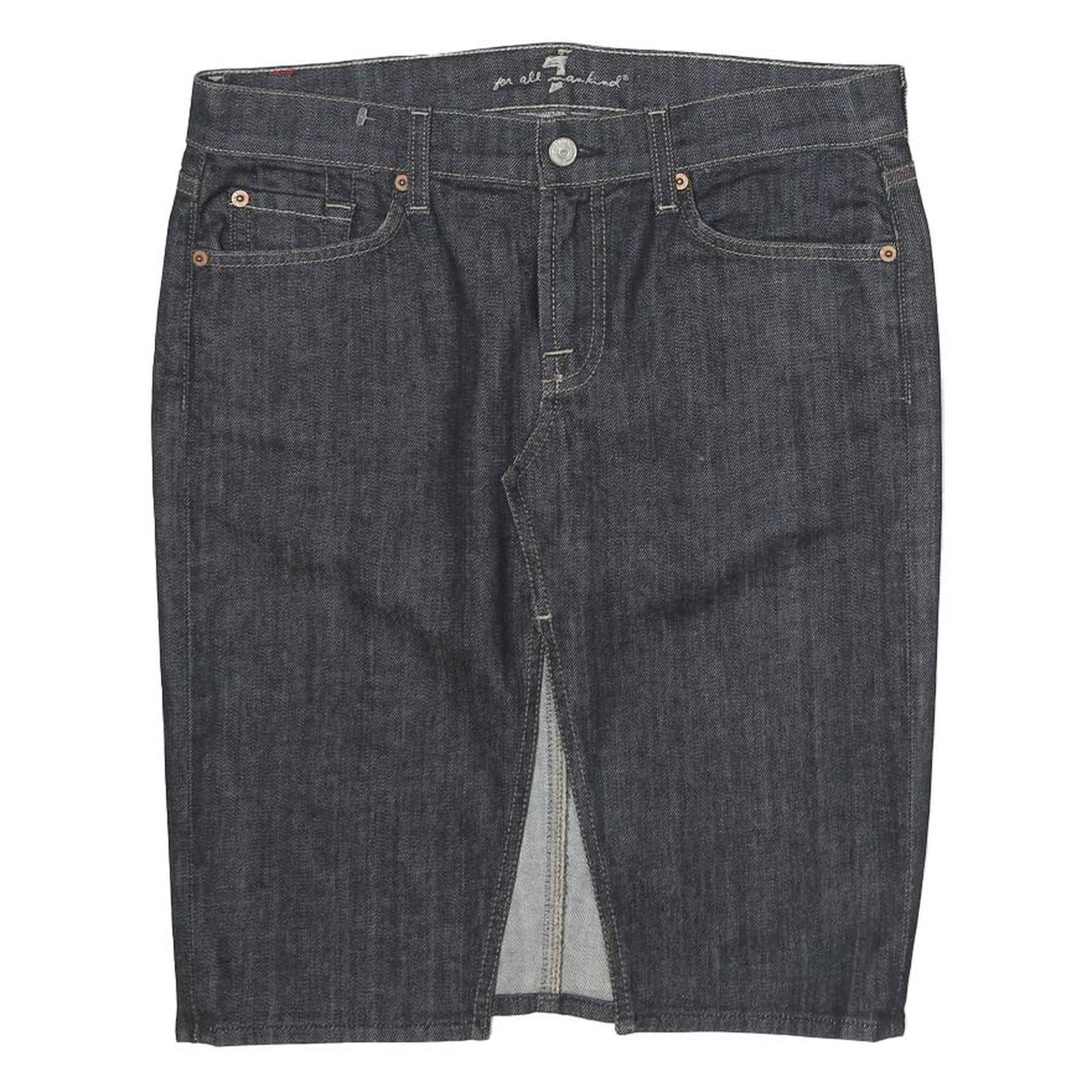 7 FOR ALL MANKIND Womens Blue Denim Mini Skirt Cotton M Casual Straight Zip