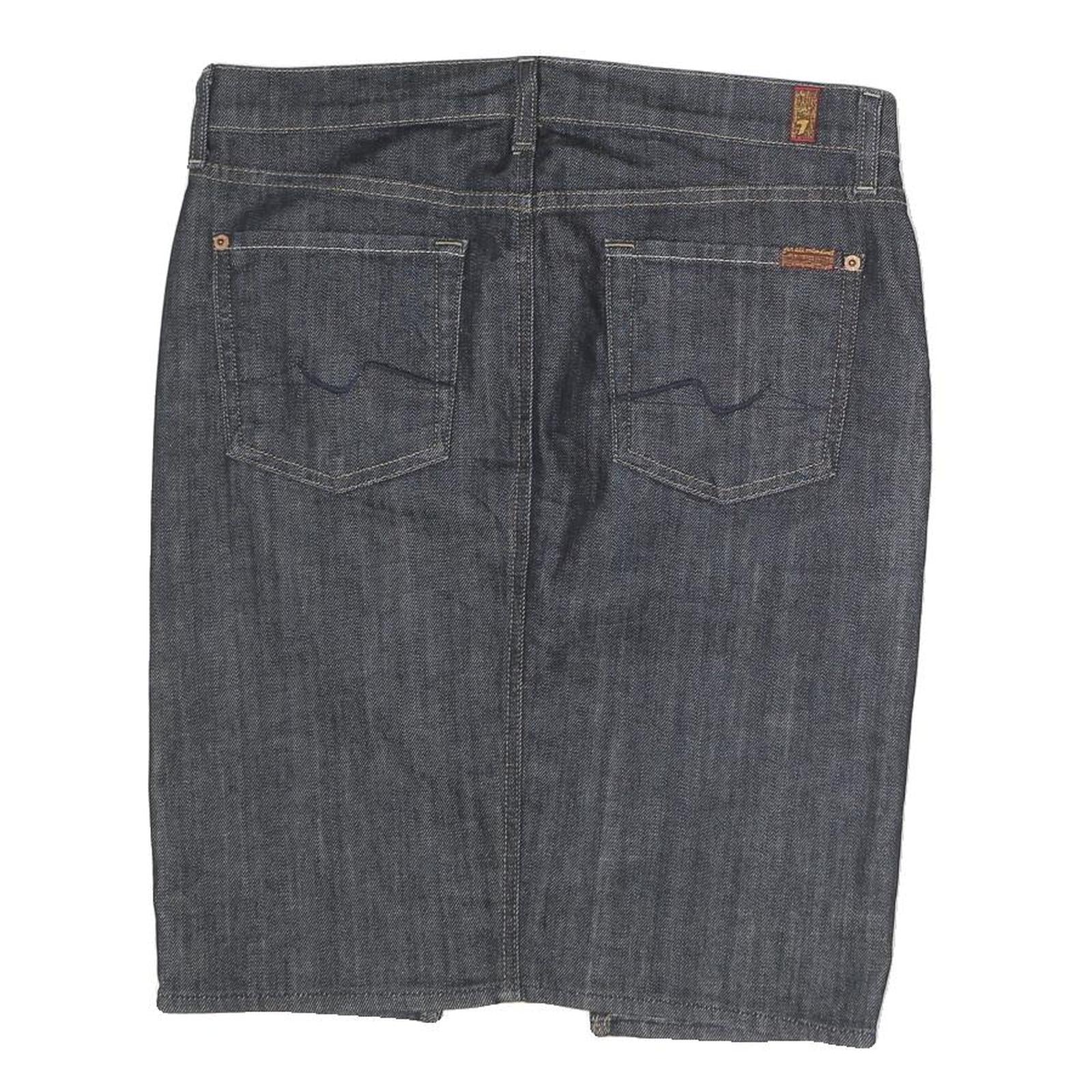 7 FOR ALL MANKIND Womens Blue Denim Mini Skirt Cotton M Casual Straight Zip