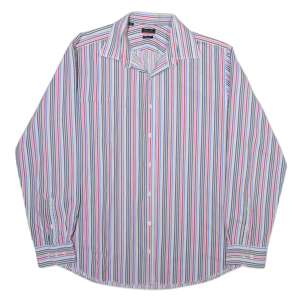 PIERRE CARDIN Mens Shirt White Striped Long Sleeve L