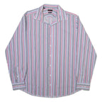 PIERRE CARDIN Mens Shirt White Striped Long Sleeve L