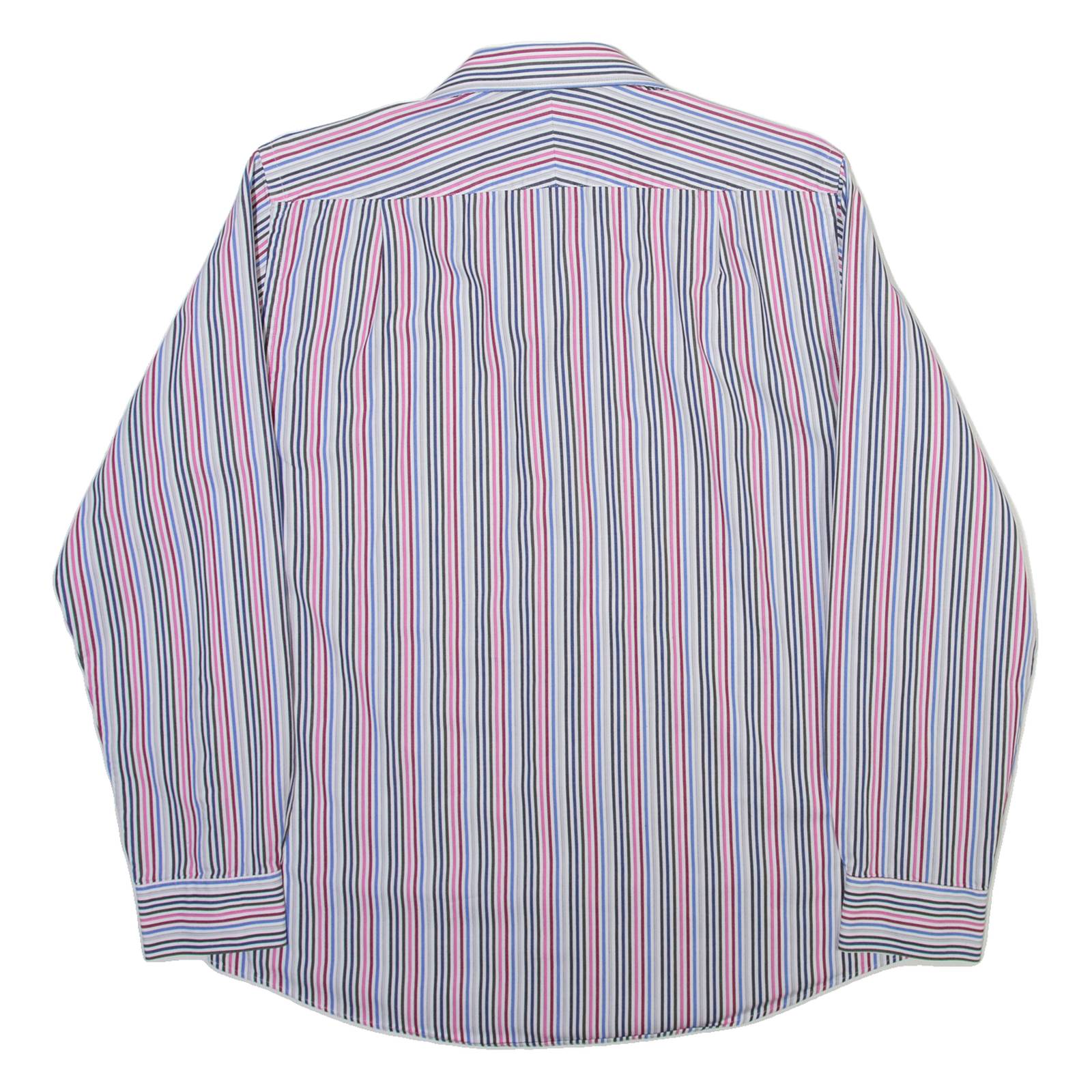 PIERRE CARDIN Mens Shirt White Striped Long Sleeve L