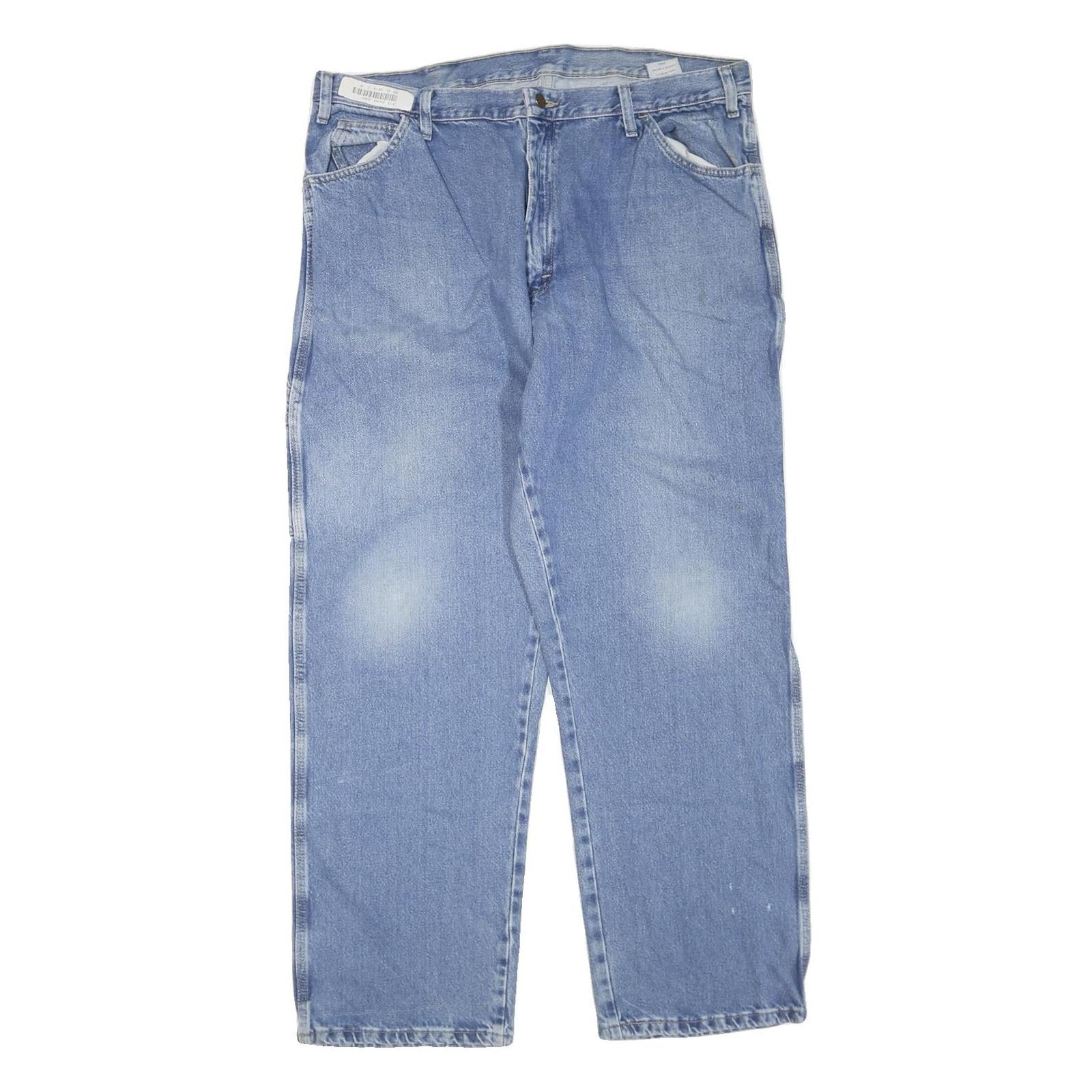 DICKIES Mens Jeans Blue Regular Straight Denim Light W40 L32 Workwear