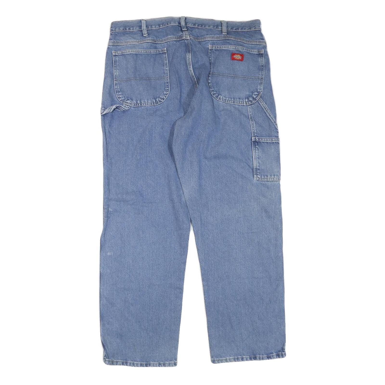 DICKIES Mens Jeans Blue Regular Straight Denim Light W40 L32 Workwear