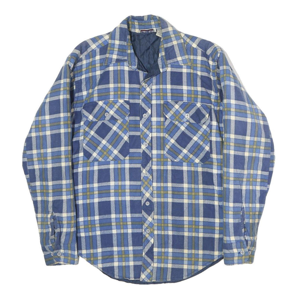THE GREAT PLAINS Mens Blue & Olive Check Shirt M Casual Long Sleeve Cotton