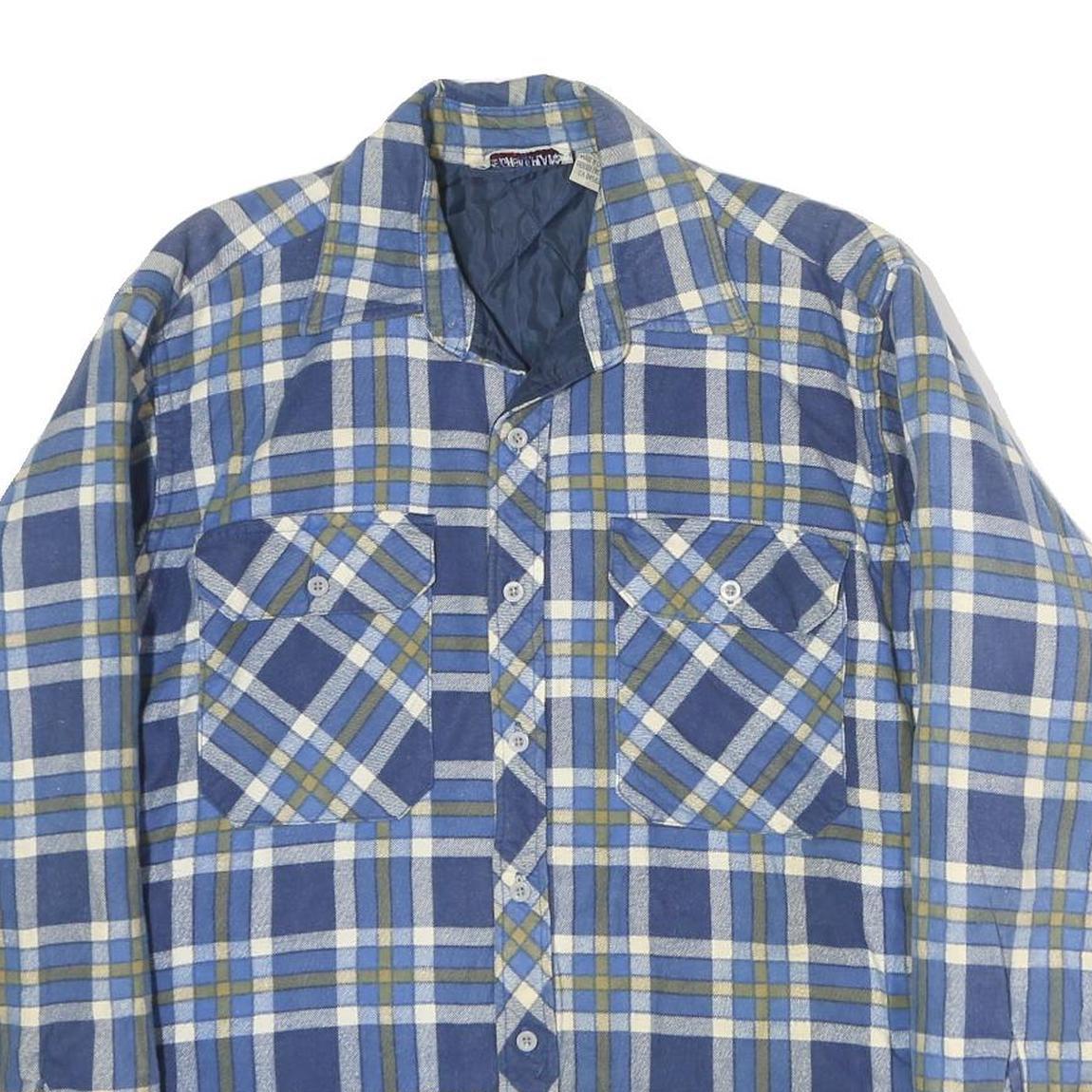 THE GREAT PLAINS Mens Blue & Olive Check Shirt M Casual Long Sleeve Cotton