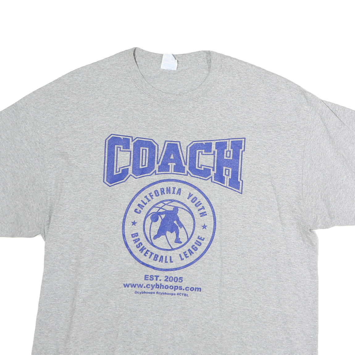 PORT & COMPANY Mens Grey Coach Graphic T-Shirt XL Short Sleeve Crew Neck