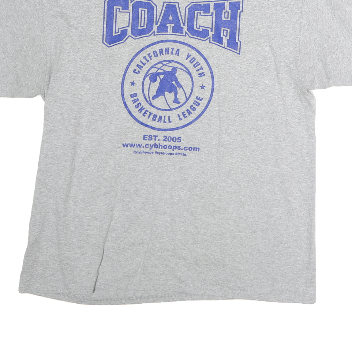 PORT & COMPANY Mens Grey Coach Graphic T-Shirt XL Short Sleeve Crew Neck