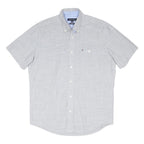 TOMMY HILFIGER Mens Grey Short Sleeve Cotton Blend Shirt S Button Down Pocket