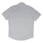 TOMMY HILFIGER Mens Grey Short Sleeve Cotton Blend Shirt S Button Down Pocket