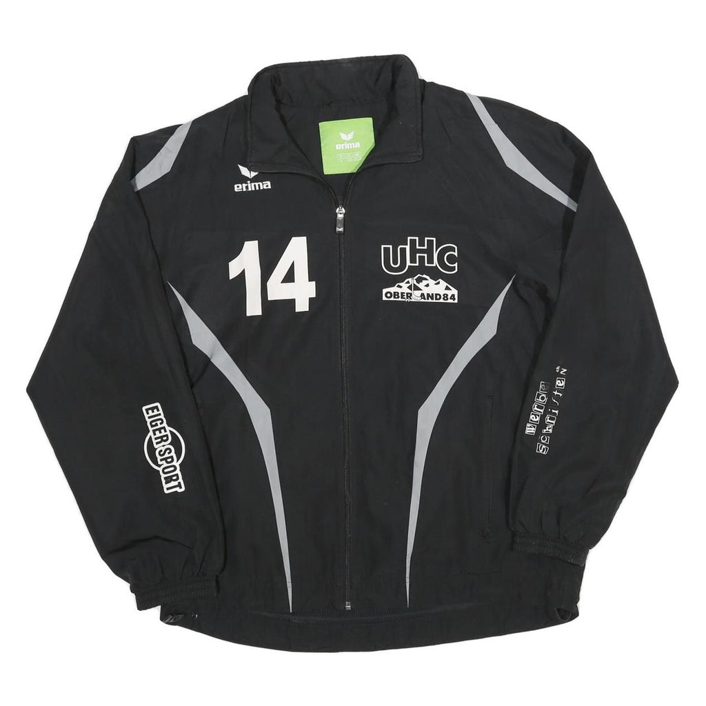 Mens Black Polyester Blend Sports Zip Jacket XL Erima UHC Oberland 84 Style