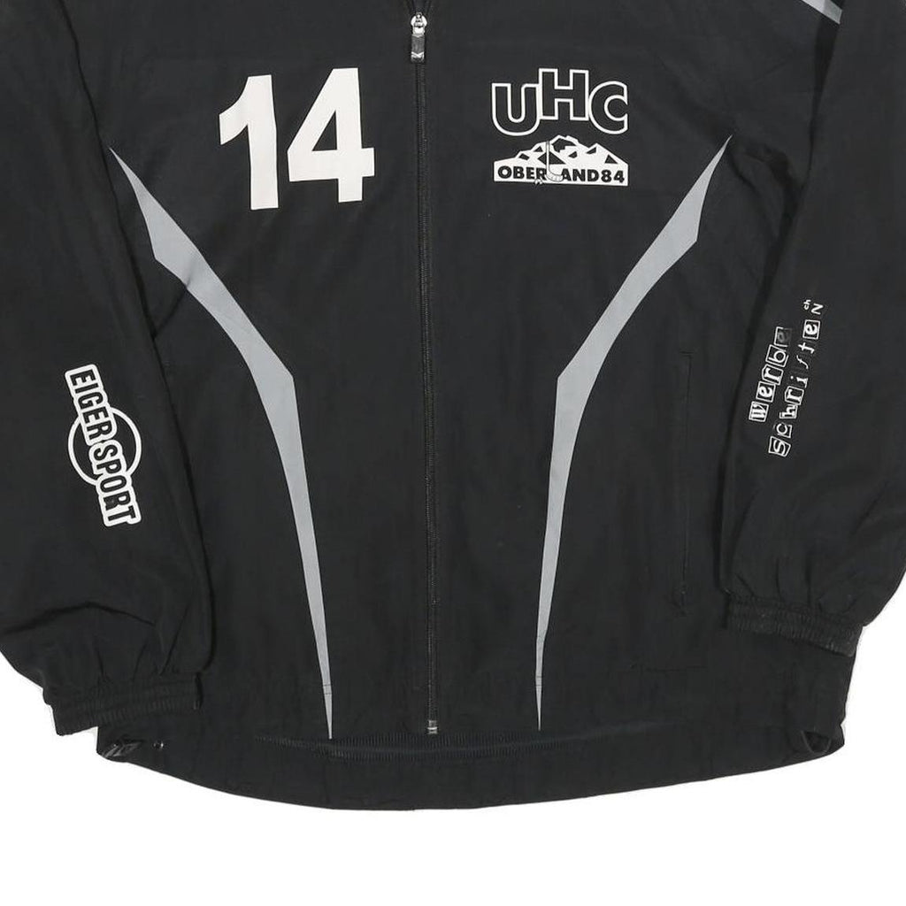 Mens Black Polyester Blend Sports Zip Jacket XL Erima UHC Oberland 84 Style
