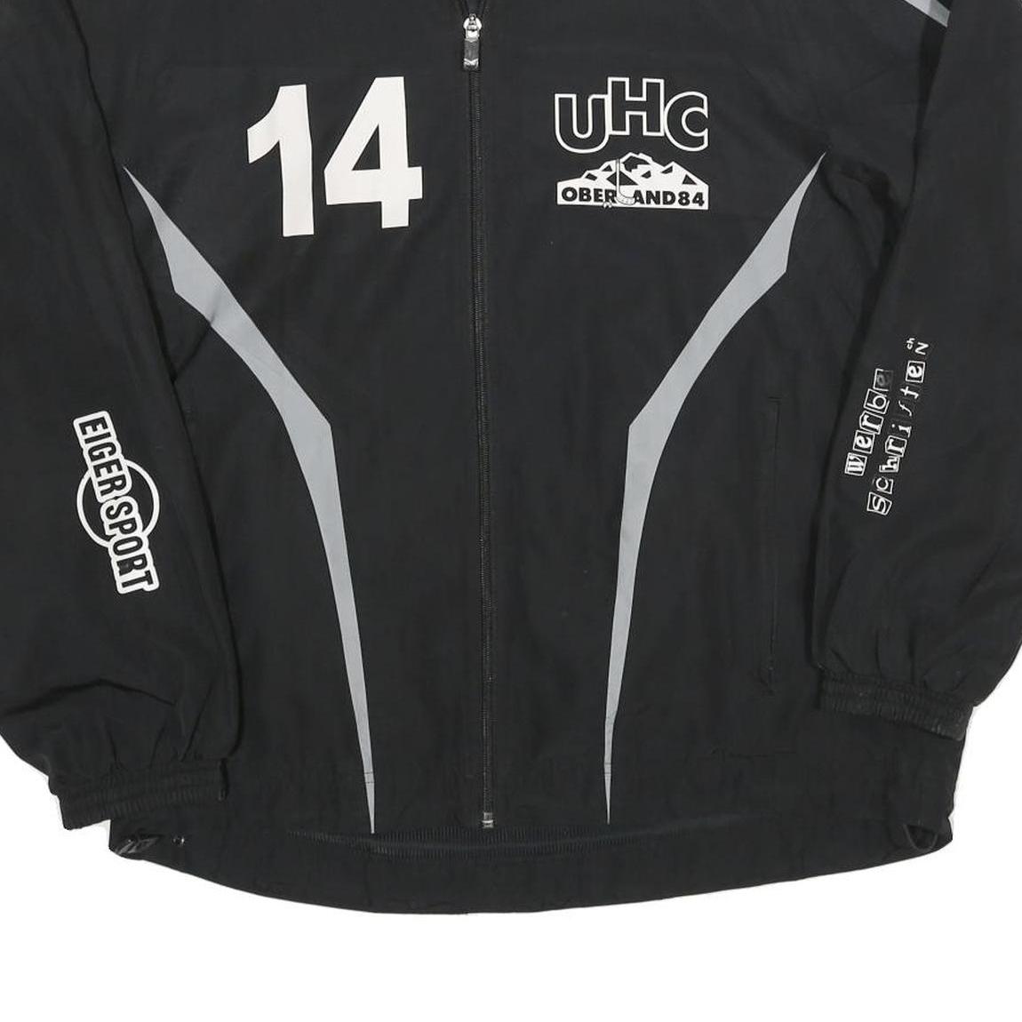 Mens Black Polyester Blend Sports Zip Jacket XL Erima UHC Oberland 84 Style