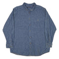 CASUALS Mens Blue Denim Cotton Blend Shirt L Button Down Pocket Long Sleeve
